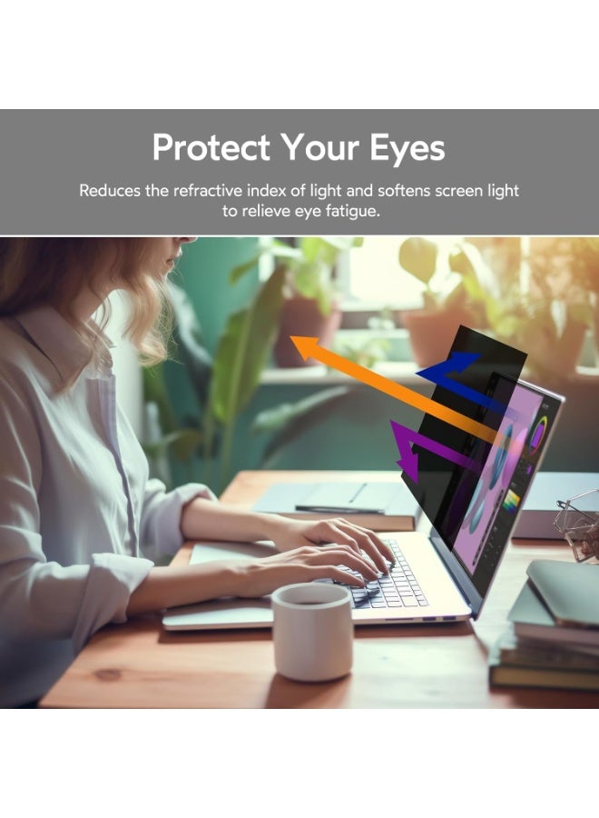 Laptop Privacy Screen 15.6 Inch 16:9 Aspect Ratio, Laptop Screen Privacy Shield Compatible With Lenovo Hp Huawei Honor Xiaomi Dell Acer Asus Thinkpad Envy Xps, Removable Anti Glare Blue Light Computer Filter Protector - Image 4